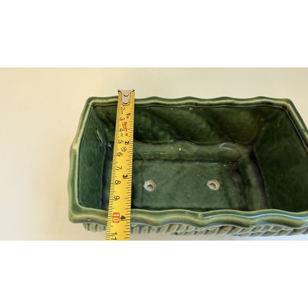 Vintage USA Ceramic Green Rectangular Planter Mid Century Modern 6x4x3 - Picture 6 of 6